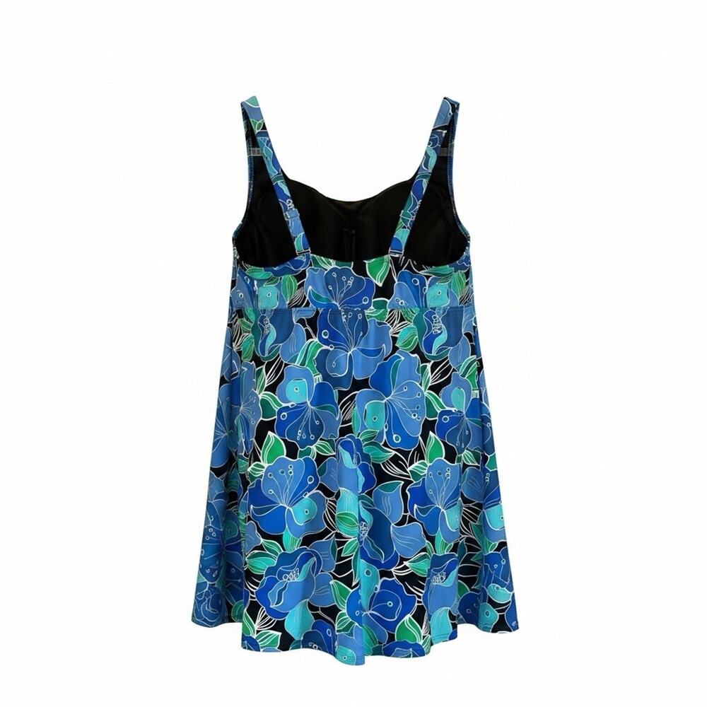 Lands End Women Swim Top Dress Cover Up Sz 18W Built In Bra Stretch 1 Pc Tropics - Picture 2 of 9